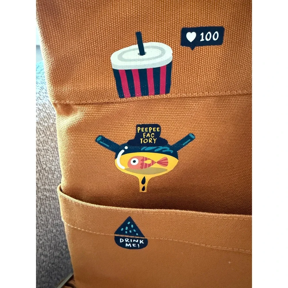 TA.THA.TA Mustard Yellow Canvas Convertible Backpack Tote Bag Poop Factory Patch